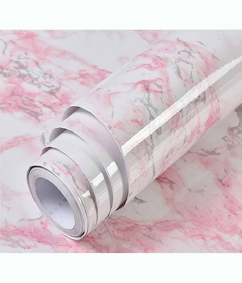 Whimsy Pink Marble Abstract Wallpaper ( 60 x 100 ) cm ( Pack of 1 )