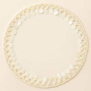 Ivory Round Embellished Lace Trim With Seep button & Pearls