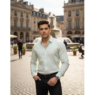 Casualbud White Men's Linen Regular Fit Shirt