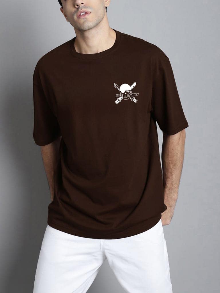 SCOTT FINCHER Men's One Piece Anime Roronoa Zoro T-Shirt : AA(ARN)BROWN_137 view 4