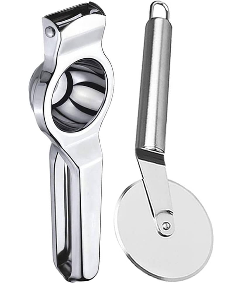 JISUN - Silver Stainless Steel Pizza Cutter & Lemon Squeezer ( Set of 2 )