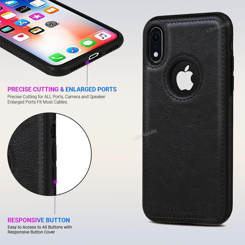 LIRAMARK PU Leather Flexible Back Cover Case Designed for iPhone Xr view 4