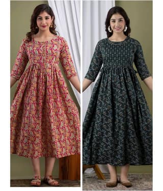 Nevisha Style Multi Color Cotton Maternity Kurta Pack of 2