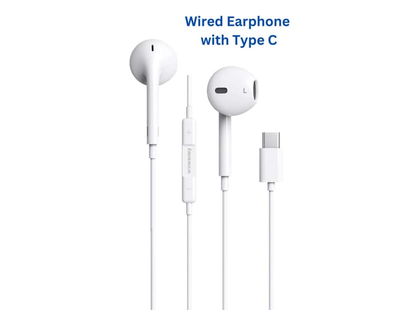 Twance Wired Earphone With Type C Connector, Inbuilt Microphone and 1.25 Meter Length, White Color (ME Pro-201)