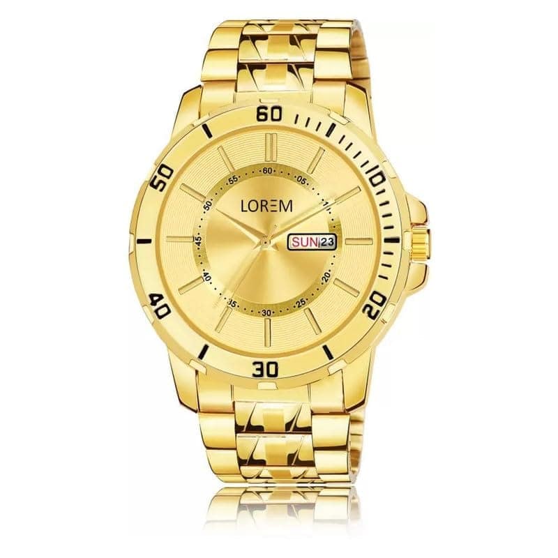 LOREM Everyday Elegance Black Day-Date Function Casual Analog Watch for Men-UF