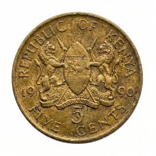 5 Cents (Random Year) old Kenya Copper Coin Silver Plated Ancient India Heritage