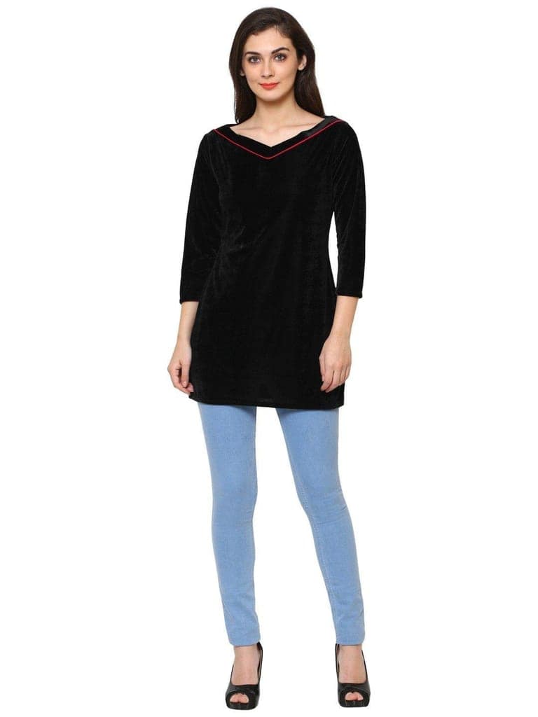 Klamotten Women's Velvet full Sleeves Top WD6K view 2