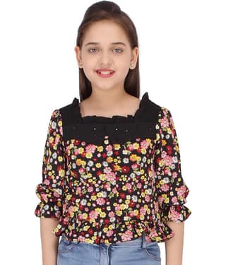 Cutecumber Girls Georgette Tops ( Black )