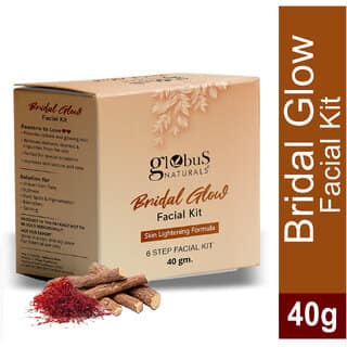 Globus Naturals Illuminating Bridal Glow 6 Step Facial Kit For Radiant Glowing Skin Enriched with Saffron Liquorice Suitable For All Skin Types 40gm