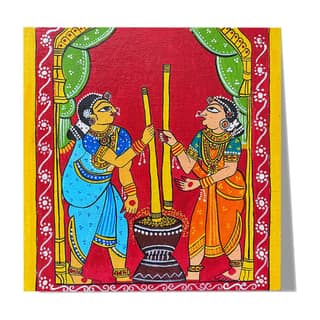 Cheriyal Painting on MDF Square Board DIY Kit by Penkraft