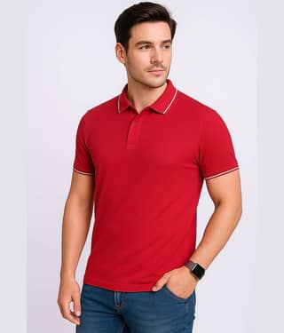 Imperio Men Polyester Regular Fit Solid Polo T Shirt ( Red )