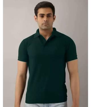 SKYRISE Pack of 1 Cotton Blend Slim Fit Solid Half Sleeves Men's Polo T Shirt ( Dark Green )