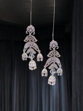 Indian Traditional Ethnic Silver Plated Jhumka Earrings By Dia Art Jewels
