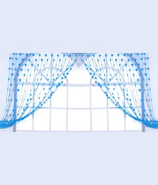 Handloomwala Abstract Transparent Rod Pocket Curtain 6.5 ft ( Pack of 2 ) - Blue