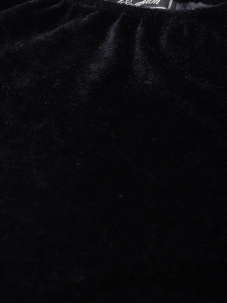 Women Black Velvet Finish Solid Top view 2