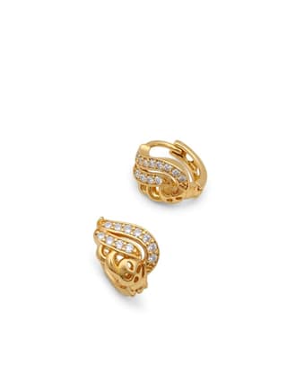 Gold-Plated CZ Stone Hoop Earrings