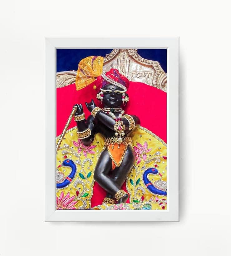 NOKKES Radha Raman Ji Vrindavan Radha Raman Thakur Ji White Photo Frames Religious Photo frame 5X7 Inch Photo Frame_QWW65