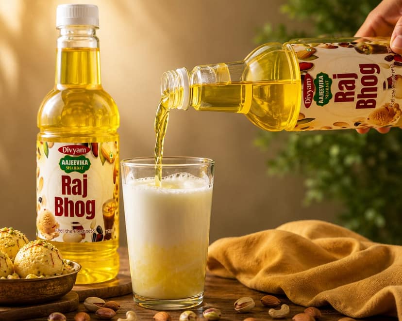 Divyam Raj Bhog Sharbat – Traditional Indian Sweet Beverage Concentrate (750 ml) view 6