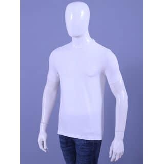 MEN'S WHITE LYCRA CREW NECK T-SHIRTS view 2