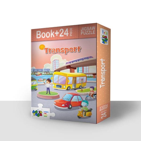 Advit Toys Transport Jigsaw Puzzle - 24 Piece + 16 Pages Educational Book