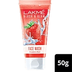 Lakme Blush & Glow Face Wash - With Vitamin C, Makes Skin Even Toned, Strawberry Blast, 50 G