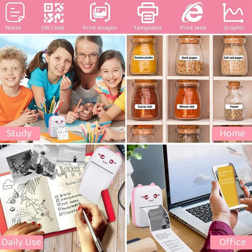 Mini Bluetooth Thermal Printer, Portable Label Printer Inkfree Printer for Android & iOS System view 4