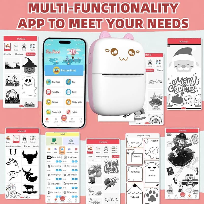 Mini Bluetooth Thermal Printer, Portable Label Printer Inkfree Printer for Android & iOS System view 7