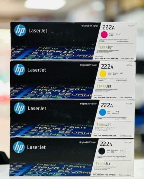 HP 222 Original CMYK Toner Cartridge Set (Black, Cyan, Magenta, Yellow) for HP Color LaserJet Pro 3203dn, 3203dw, MFP 3303fdn, 3303fdw
