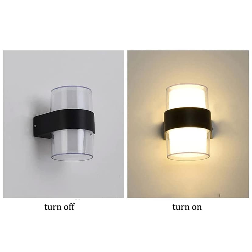 DAYBETTER� Wall Lights - 10W IP65 Waterproof Wall Lamp � Acrylic Round Up Down Fancy LED Light for Wall - Up & Down Wall Lamps - Outdoor Wall Lights for Elevation,Garden & Patio Lights - (Warm)-Pack-1 view 2