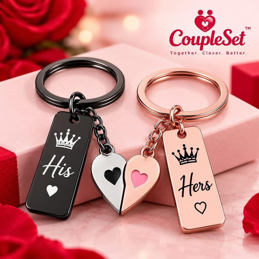 His & Hers Couple Keychain Set – Matching Keychains for Couples