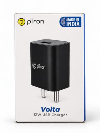 pTron Volta 12W USB Charger with Micro USB Cable, Black