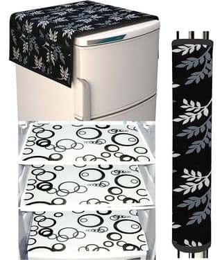 Shaphio - Multicolor Polyester Fridge Top Cover (Pack of 5)