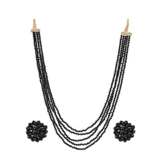 Manbhar Gems - Crystal Gemstone Beads Necklace Set for girl and Women 5 layer Mala With Stud Earring stylish traditional Beaded Fashion jewellery