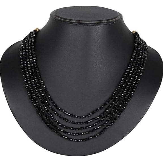 Manbhar Gems - Crystal Gemstone Beads Necklace Set for girl and Women 5 layer Mala With Stud Earring stylish traditional Beaded Fashion jewellery view 4