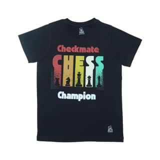 KUCHU Unisex Kids’ T-Shirt| Black Checkmate Digital Print | Soft Cotton-Modal Blend | Comfortable, Breathable & Stylish Casual Wear for Boys & Girls