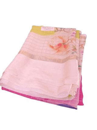 Multicolour Lightwight Georgette Saree with Plain Blouse Piece