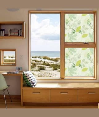 Asmi Collection Printed Leaves Privacy Frosted Film Window Sticker ( 120 x 60 cms )