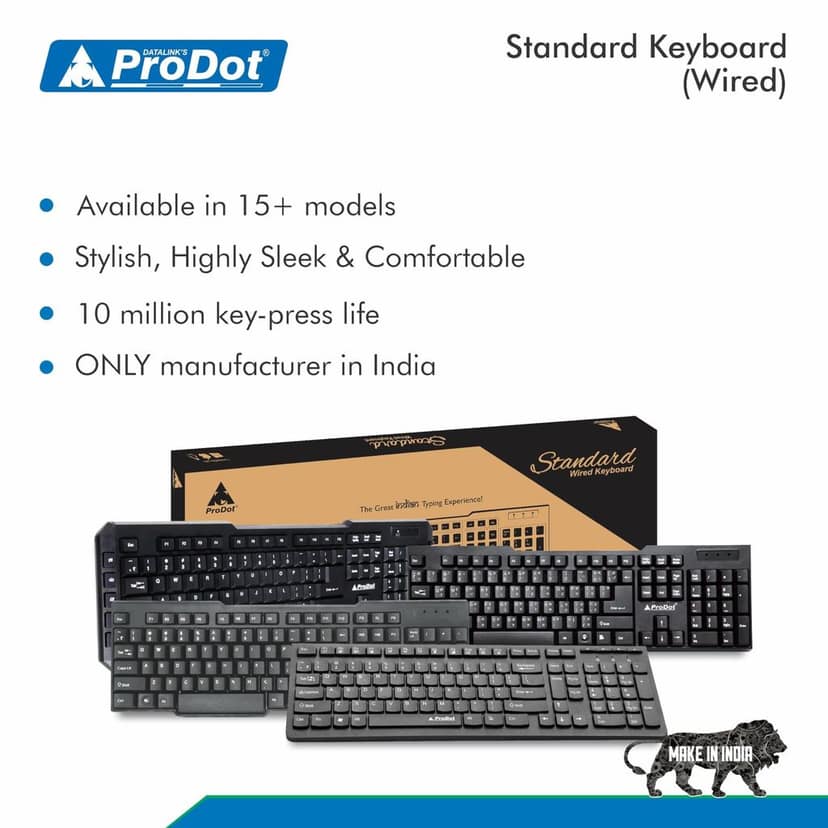 ProDot KB-Choice QWERTY �Made in India� Keyboard with 104 Low Profile Keys, Spill Resistant Design for Windows, Mac, PC, Laptop view 4