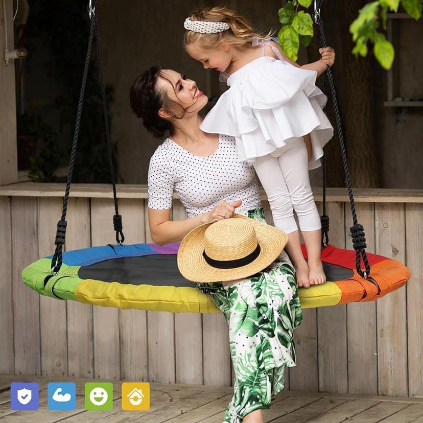 REZNOR Multicolor Swing 40 Inch 85 kg Load Capacity Fabric Includes Hanging Kit for Kids Outdoor Indoor Heavy Duty Safe Durable Swing (pack of 2) view 2