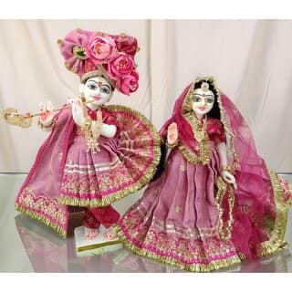 Designer Radha Krishna Poshak Magenta Dress for Yugal Jodi