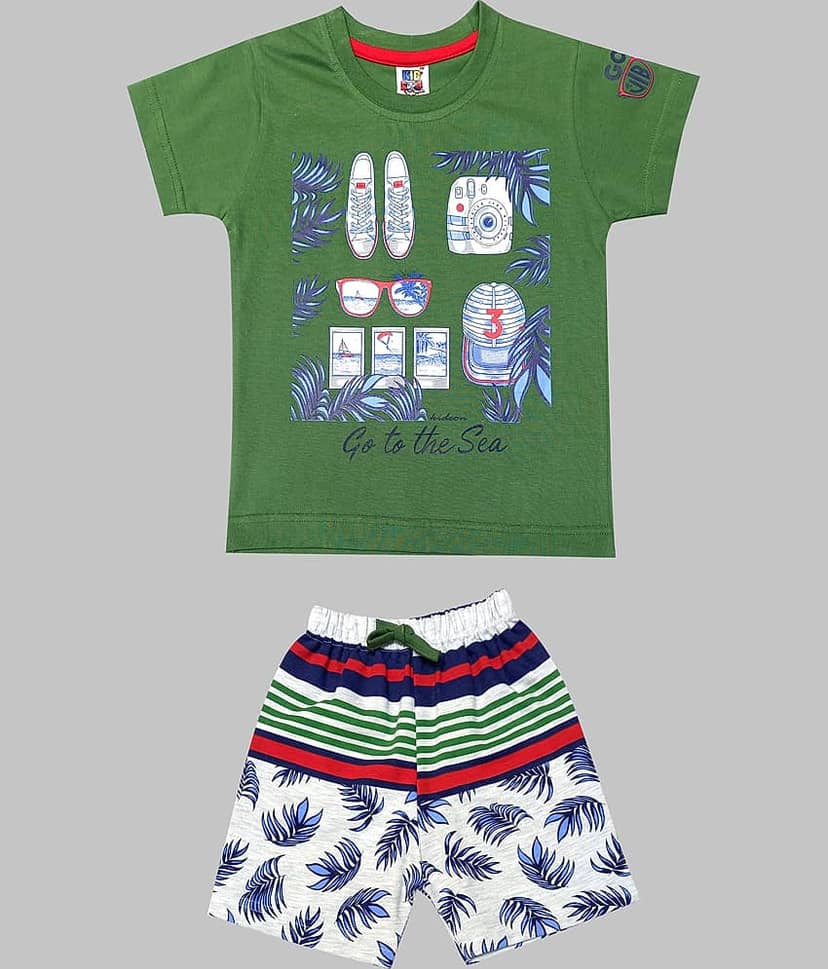 Kideon Pack of 1 Baby Boys 100% Cotton T-Shirt & Shorts ( Red )