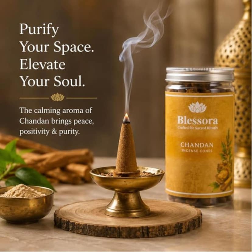 Dhoop Cones for Home – Masala Incense Cones with Long Lasting Fragrance for Puja, Meditation & Yoga, 100g (35 Units Chandan) view 4
