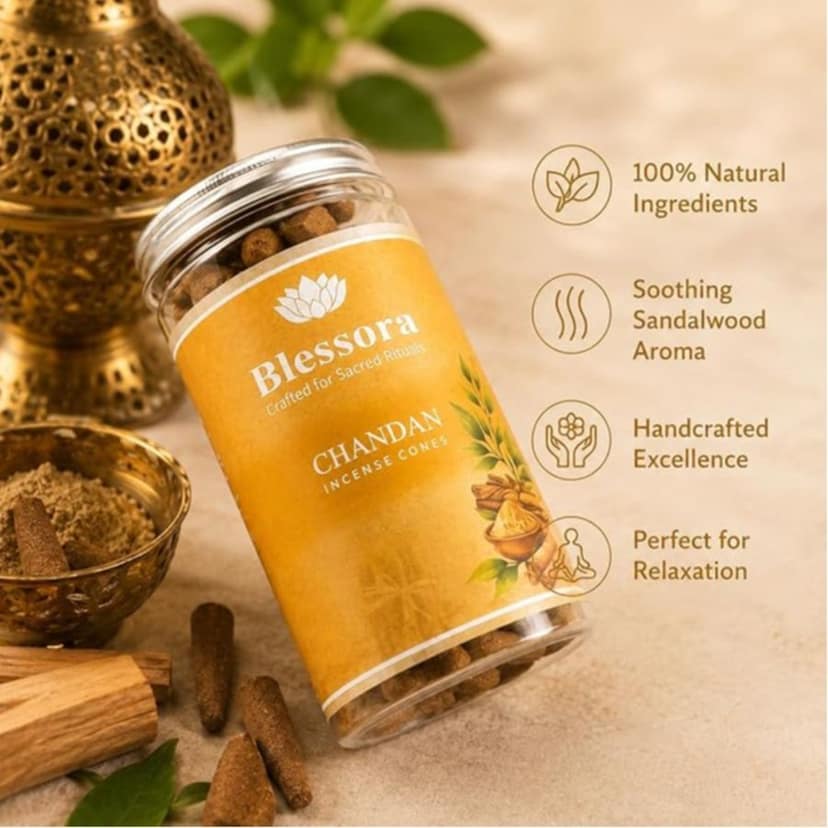 Dhoop Cones for Home – Masala Incense Cones with Long Lasting Fragrance for Puja, Meditation & Yoga, 100g (35 Units Chandan) view 5