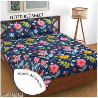Homdazal Microfibre Abstract Queen Size (Blue with Flowers)