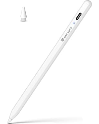 Vaku Luxos Universal Stylus Pen for Touchscreen Devices, Compatible with Android, iOS, Tablets & Smartphones, with Power Display, Tilt Sensitivity & Magnetic Adsorption - White