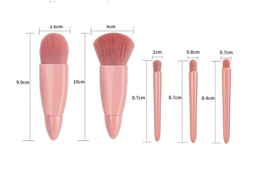 5 Pcs Portable Makeup Brush Set with Built-in Mirror Case | Compact Travel-Friendly Cosmetic Brush Kit for Foundation, Blush, Powder, Eye shadow & Lip Makeup | Lightweight, Durable Beauty Tool Set for Women & Girls (Original Quality) view 7