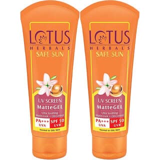 Lotus Herbals Safe Sun Uv Screen Matte Gel Spf 50 Paraben Free, Cruelty Free, Matte Gel Pa+++ 50Gm ( Pack Of 2 )