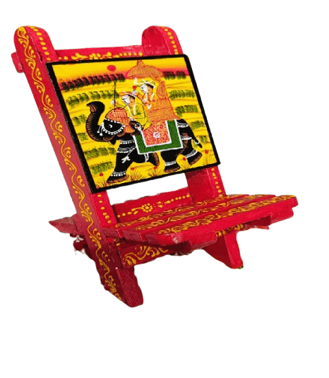 Handcrafted Wooden Phone Stand - Vibrant Colors & Indian Design view 2