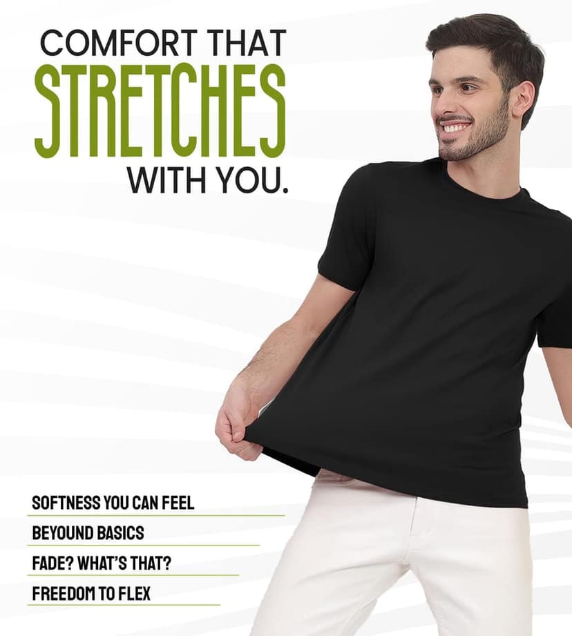 Freecultr Truly Classic Organic Men's Cotton T-Shirt | Solid Round Neck Half Sleeve | Plain Stylish t Shirts | Regular Fit | Casual T Shirt for Man Pack of 1-Carbon Black view 5