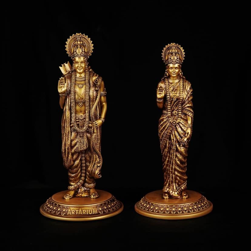 Artarium Handmade Lord Ram Sita Murti | Shri Rama Sita Statue | Ram Sita Murti for Home/Office. view 2
